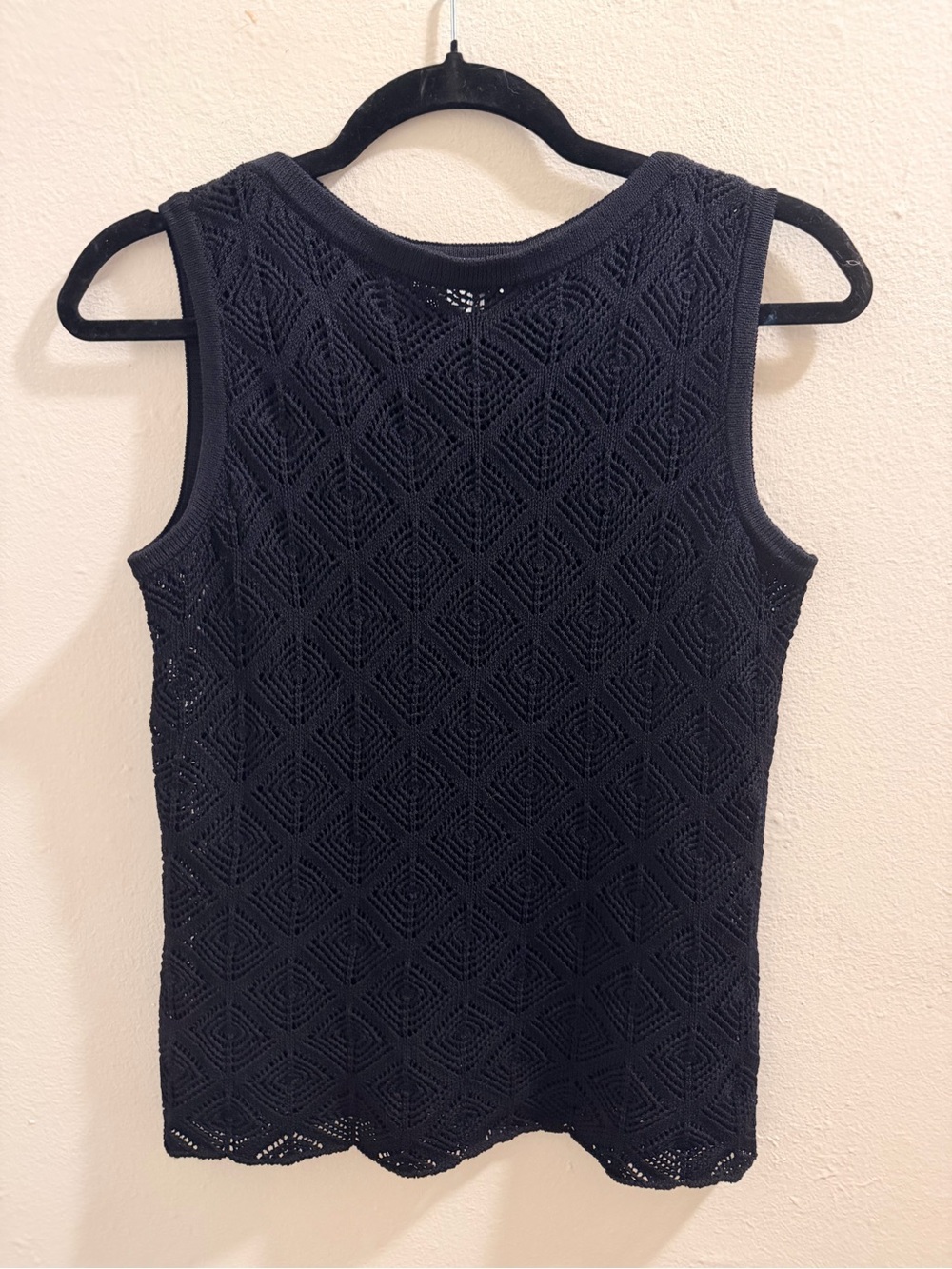 St. John Black Crochet Sleeveless Top - Women